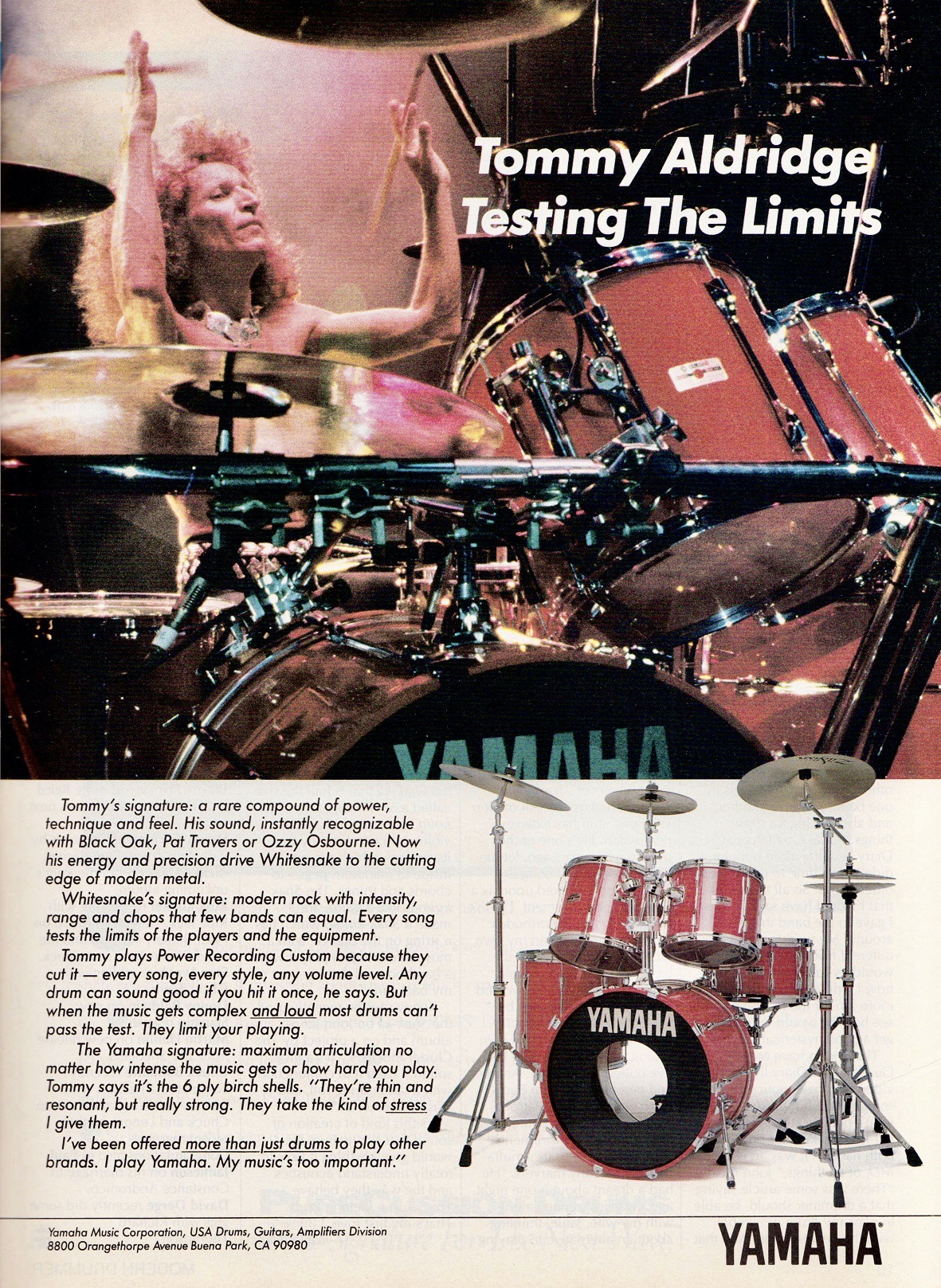 YAMAHA SYSTEM DRUMS ポスター 8000TCD Tommy Aldridge – Yamaha Print Ad 1989 | Scott K Fish